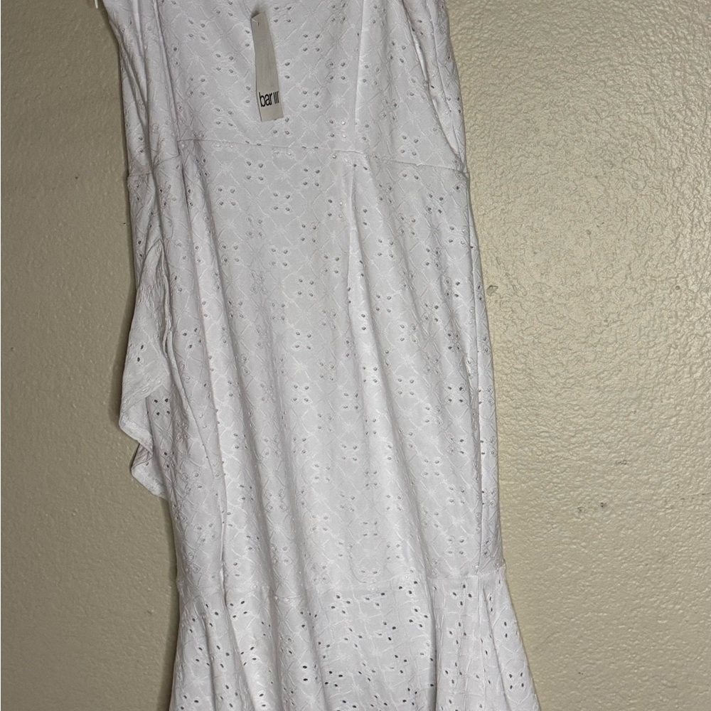 Bar III White Eyelet Ruffle Hem Midi Sundress – Sleeveless – Size M - Picture 4 of 5